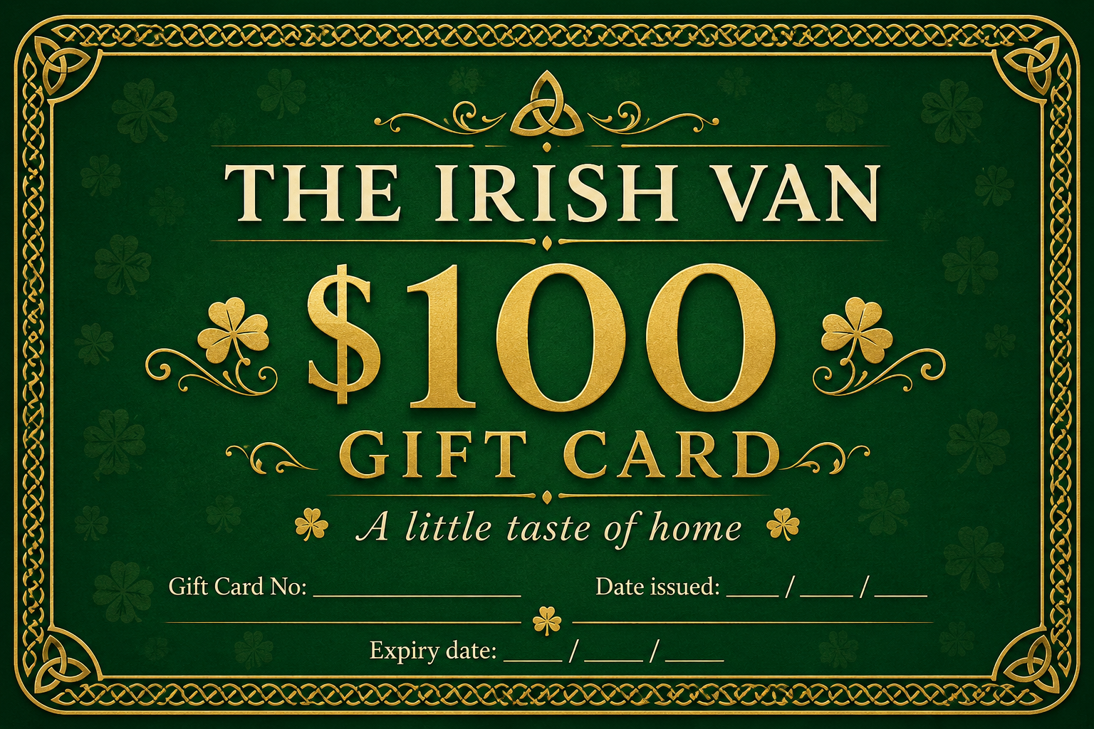 The Irish Van Gift card